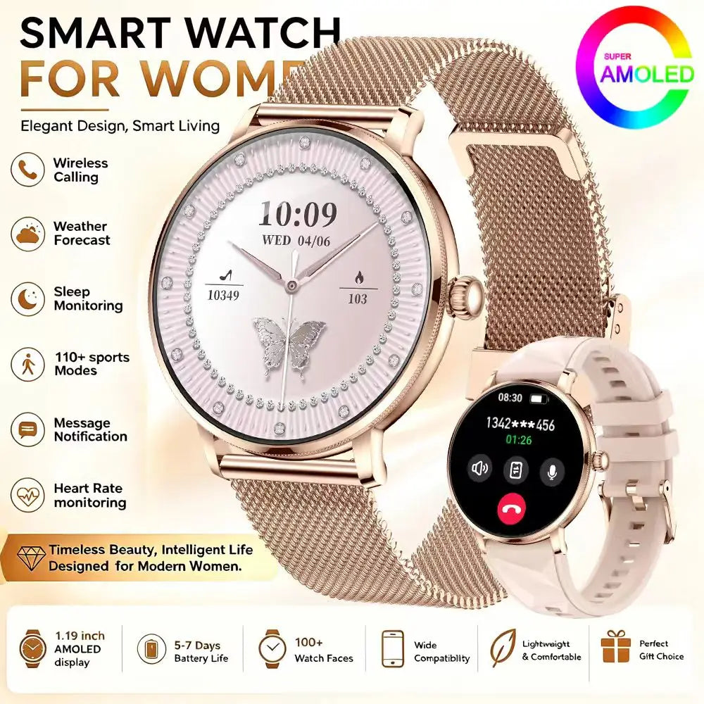 2026 Model of Military-Grade Stylish Smartwatch, 1.19-Inch AMOLED Screen, Heart Rate and Blood Oxygen Monitoring, Bluetooth Call
