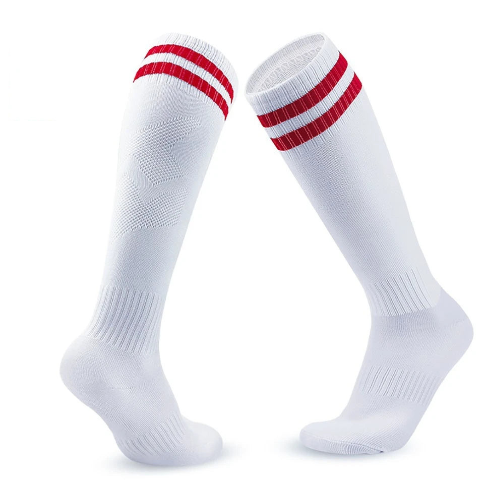 Loogdeel 1 Pair Soccer Socks Stretchy Compression Knee High Tube Socks Football Athletic Socks for Men Women Teens Kids