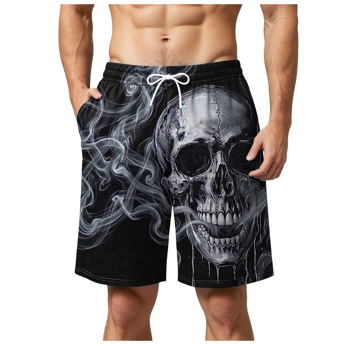 Men's 3D Halloween Butt Print Handsome Funny And Hilarious Casual Shorts Mens Swimming Short