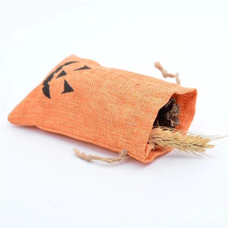 5pcs Halloween Ghost Festival Linen Drawstring Bag Christmas Party Decor Candy Jewelry Storage Gift Packing Sack Pouch