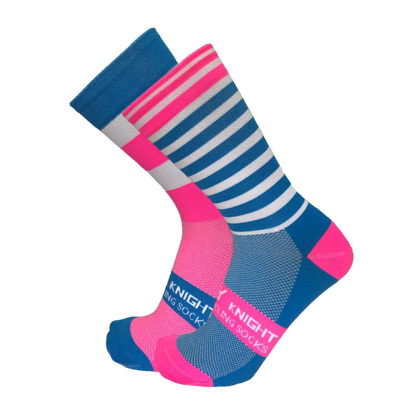 New Stripe Dot Cycling Socks Top Quality Professional Brand Sport Breathable Bicycle Sock Outdoor Racing Running Socks