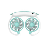1PC Neck Cooling Fan USB Rechargeable Mini Portable  Outdoor Folding Neck Dual Ceiling Fan 3-speed Adjustable For Indoor Outdoor