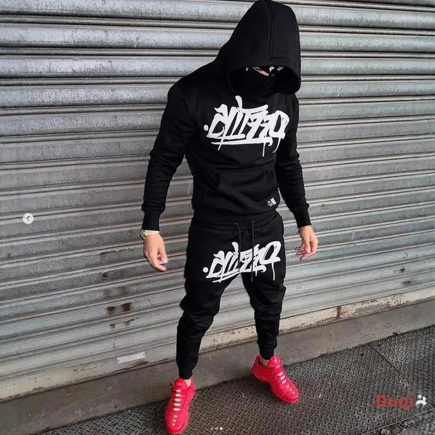 Large supply of men's sportswear, new fashion hip hop suit two-piece set hoodie printed sweatshirt comfortable casual male style
