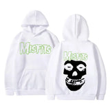 2025 Horror Punk Misfits Skull Graphic Print Hoodie Men Gothic Vintage Loose Fleece Cotton Hooded Sweatshirt Rock Style Pullover