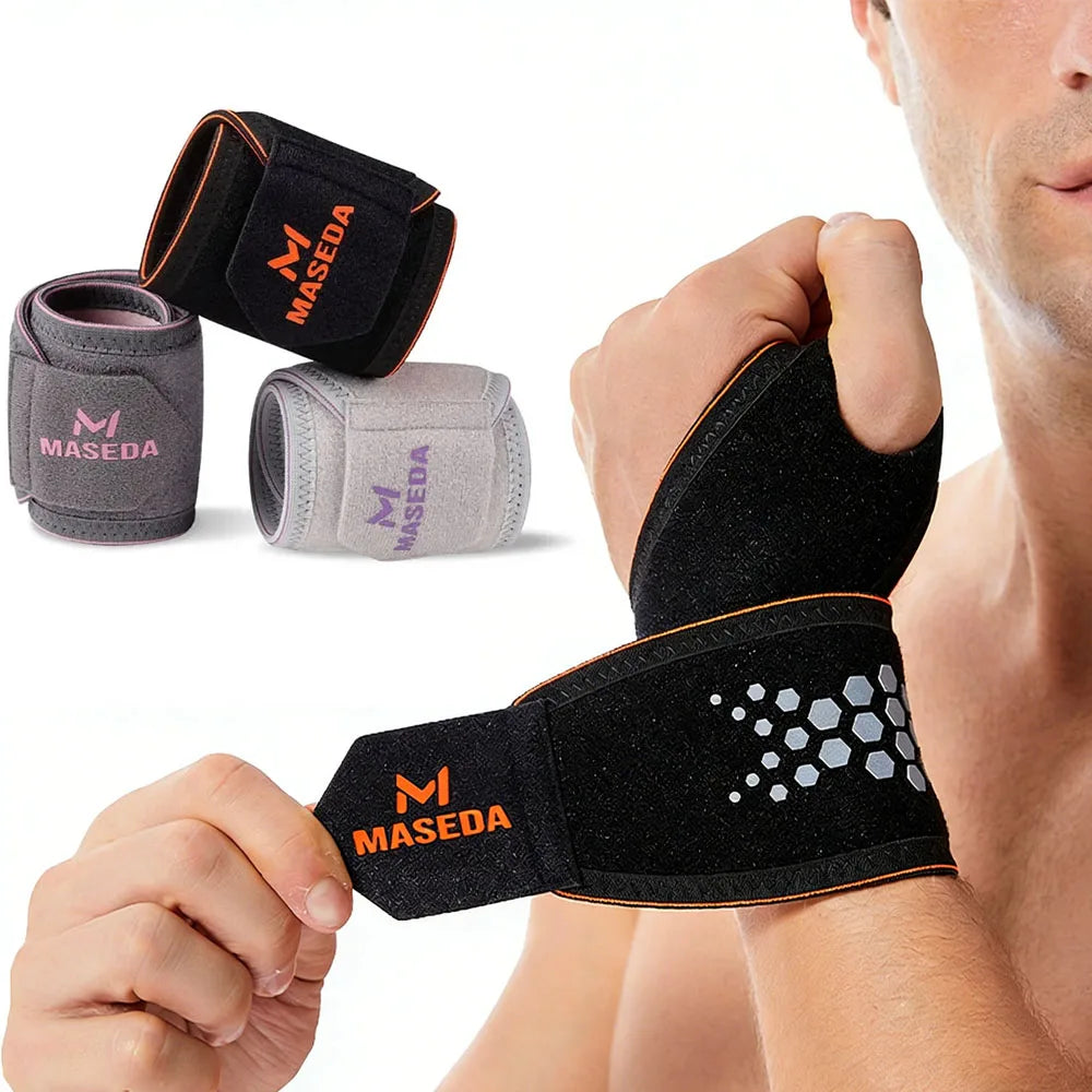 1pc Adjustable Wrist Strap Sports Wrist Support Brace Black Weightlifting Wristband For Men & Women Badminton Tennis Gym