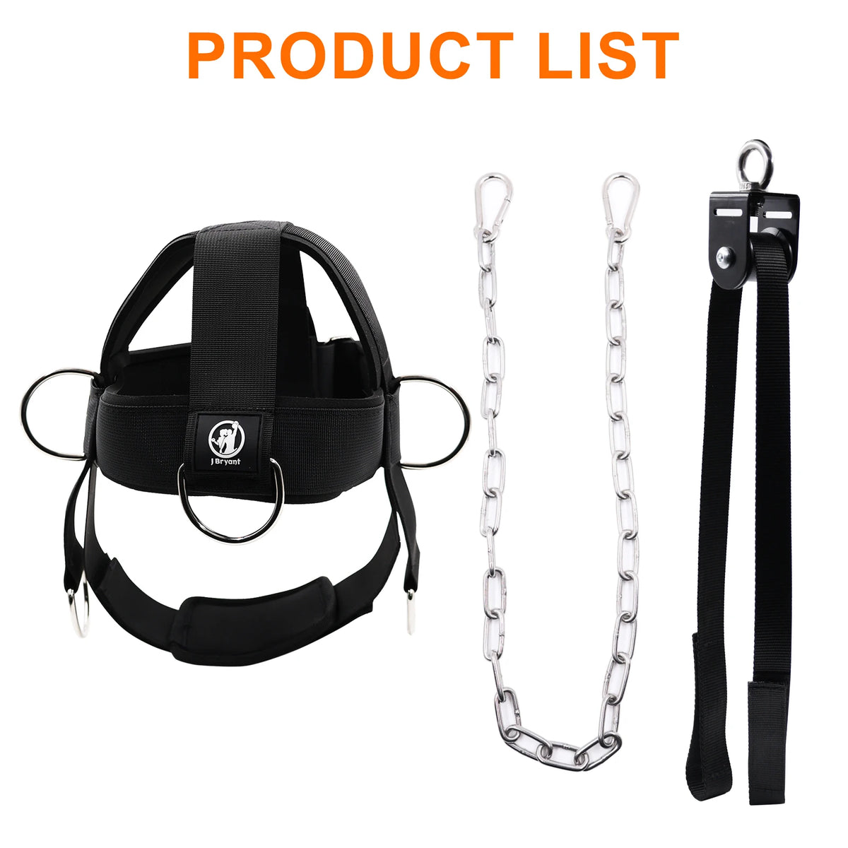 Neck Training Harness with Pulley System – Adjustable Head Strap for Neck Strength Workout with Steel Chain Powerlifting
