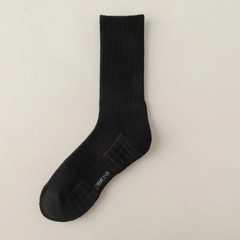 1pc 4pcs 5pcs 10pcs Socks Men's Cotton Spring Towel Bottom with Velvet Mid-tube White Stockings Thickened Sports Basketball Sock