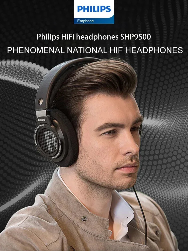 Philips SHP9500 Headphone Professional HiFi Gaming Earphones No Delay Wired for Computer PC Laptop Esports 3.5mm 6.3mm Headset