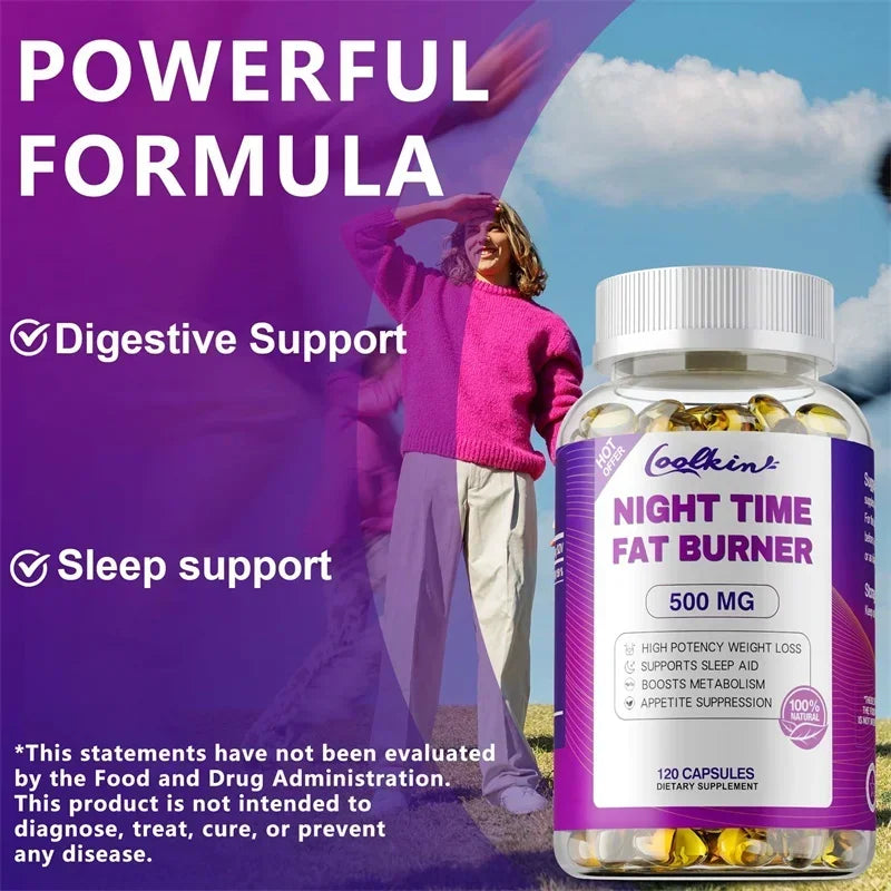 Night Time Fat Burning Capsule - Supports Immune System Health, Appetite Suppression, Healthy Weight Management