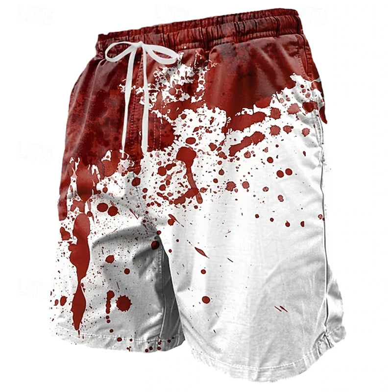 Trendy Halloween Men's Shorts Fashionable 3D Skull Print Drawstring Shorts Relaxed Street Style Oversized Comfort Shorts