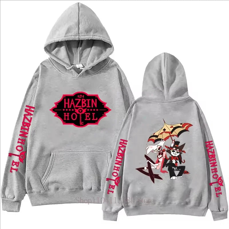 Hazbin Hotel Graphic Print Men Clothing Hoodies Fall Winter Casual Fashion Women Streetwear Y2K Long Sleeve Tops Fleece Pullover