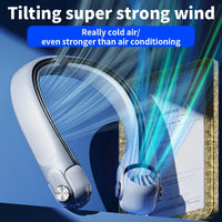 USB Rechargeable Neck Hanging Fan, Adjustable Bladeless Turbo Portable Cooling Fan, Rotor Design for Dorm Home Outdoor Travel