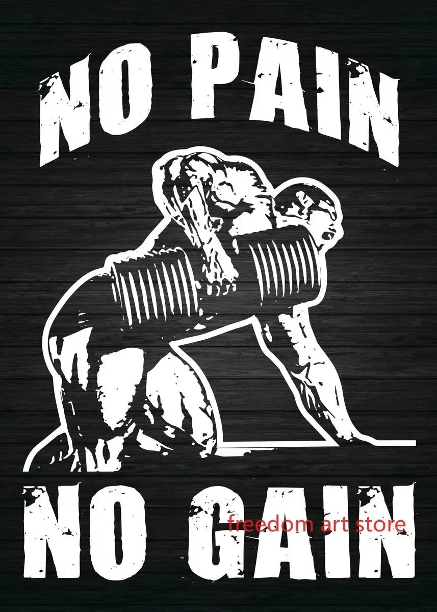 Gym Motivation Muscle Man Bodybuilding Fitness Strength Barbell Art Poster Canvas Painting Wall Print Picture for Home Gym Decor