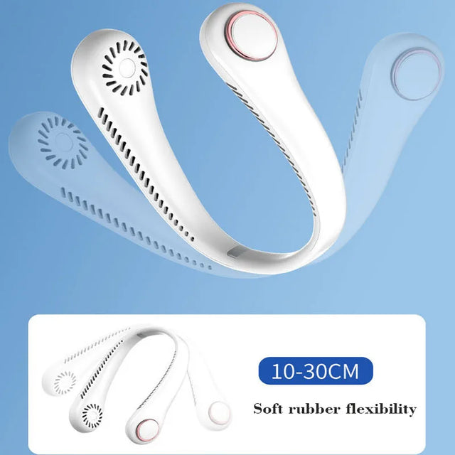 New Learless Mini Fan Hanging Neck Lazy Person Portable Turbo Sports Outdoor Silent Charging USB Soft Rubber Fan
