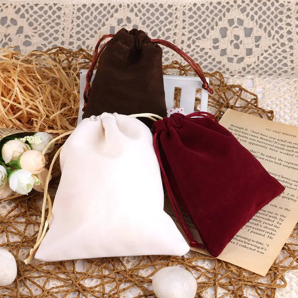 25pcs/lot Small Velvet Jewelry Bag Short Plush Multi-color For Jewelry Packing Wedding Portable Drawstring Pouch Jewelry Bag