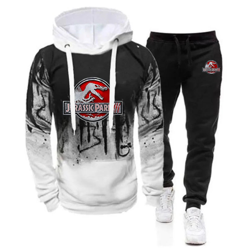 2025 Spring And Autumn Man's Popular High end Luxury Premium Hoodies Jurassic Park Logo Print Sports Long Pants Suits