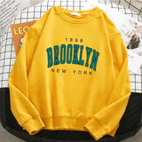 Womens Hoodies Fashion Y2k 1898 BROOKLYN NEW YORK  Fleece Sweatshirt Soft Casual O-Neck Pullover Casual Female Clothes
