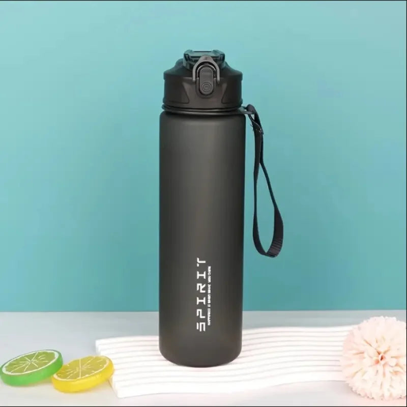 Large Capacity Grinkwell Frosted Sports Water Bottle-Leakproof,BPA-Free PC with Silicone Straw & Carrying Rope