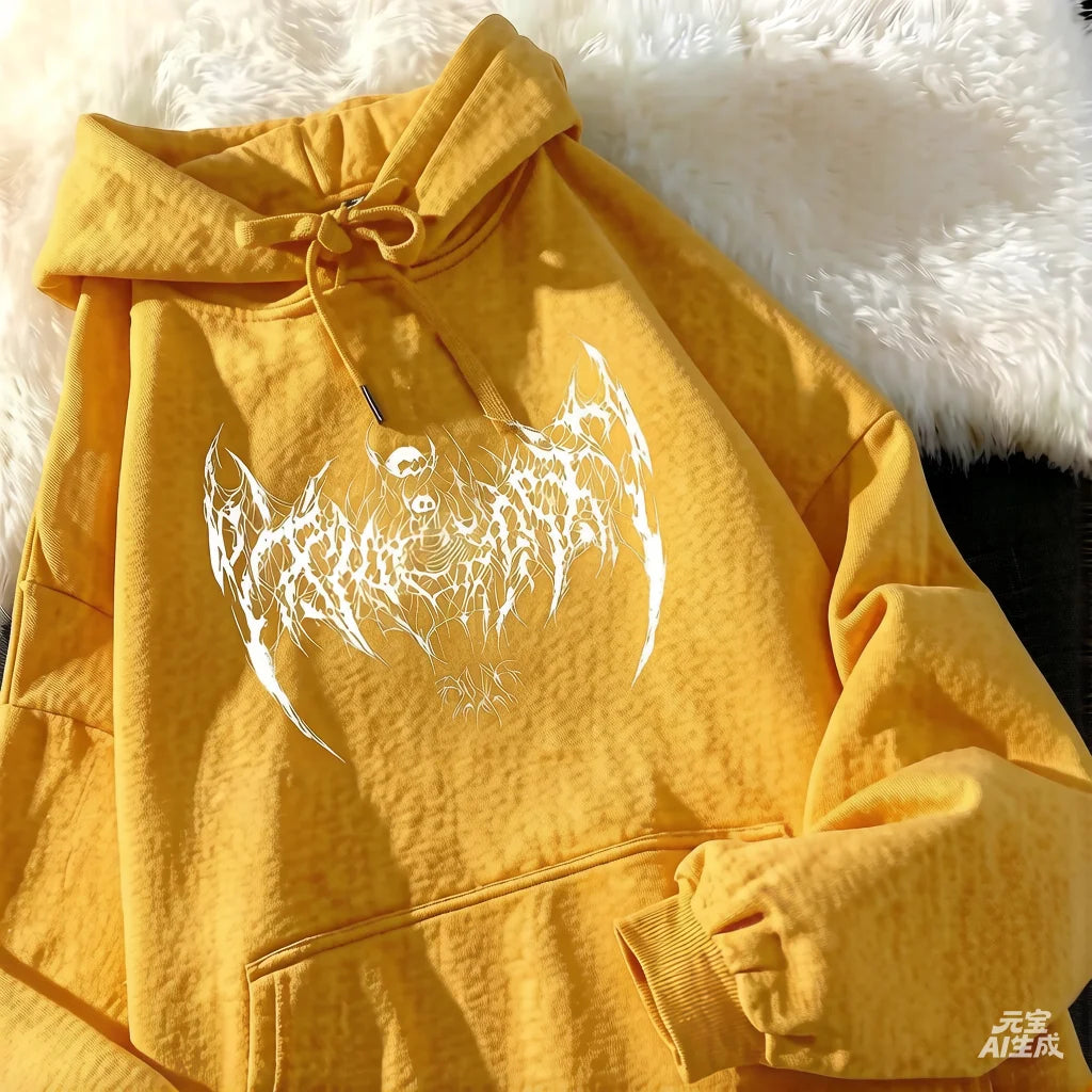 Unisex Skull Printed Hoodie Gothic Punk Style Long Sleeve Sweatshirt for Men Women Black Fashion Cool Hooded Pullover 2025