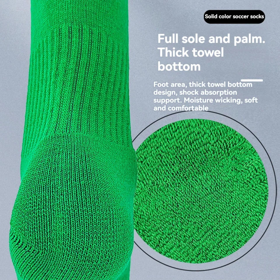 Loogdeel Football Sports Socks Long Knee Cotton Solid Color Kids Legging Stockings Soccer Baseball Ankle Adults Children Socks