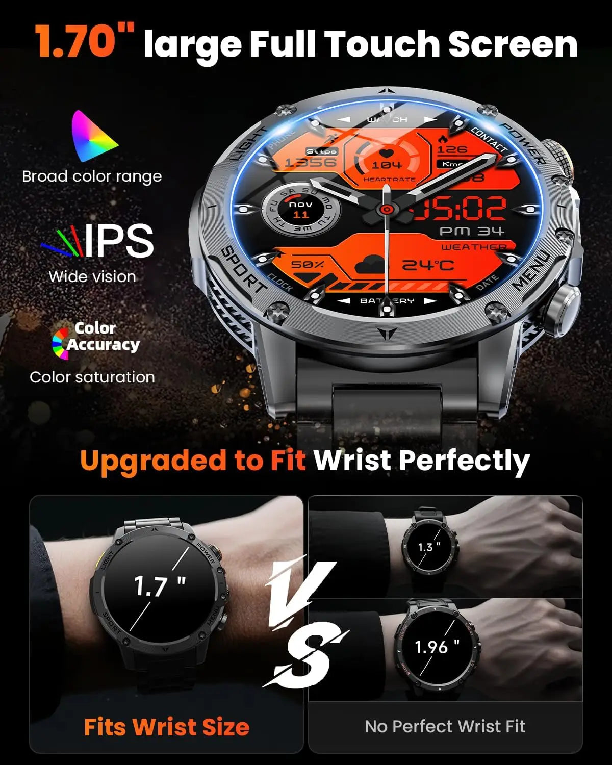 New Outdoor Original Men Sports Smart Watch 1000mAh Big Battery GPS 10ATM Waterproof Bluetooth Call Flashlight Adult Smartwatch