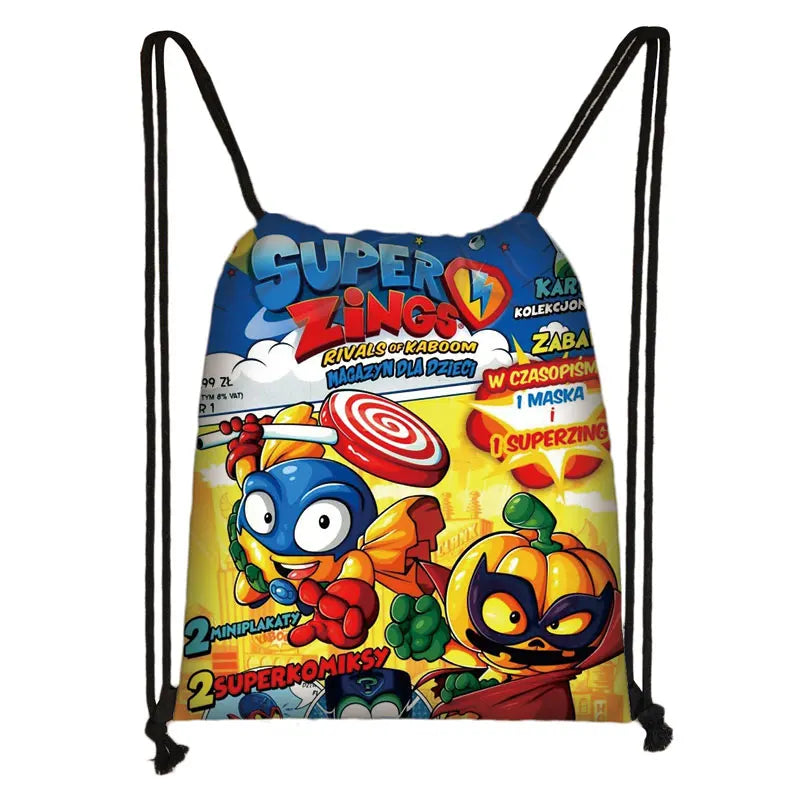 Cartoon Super Zings Drawstring Bag Boys  Girls Casual Backpack Youth Lightweight Super Zings Printing Bags Storage Bag Gift