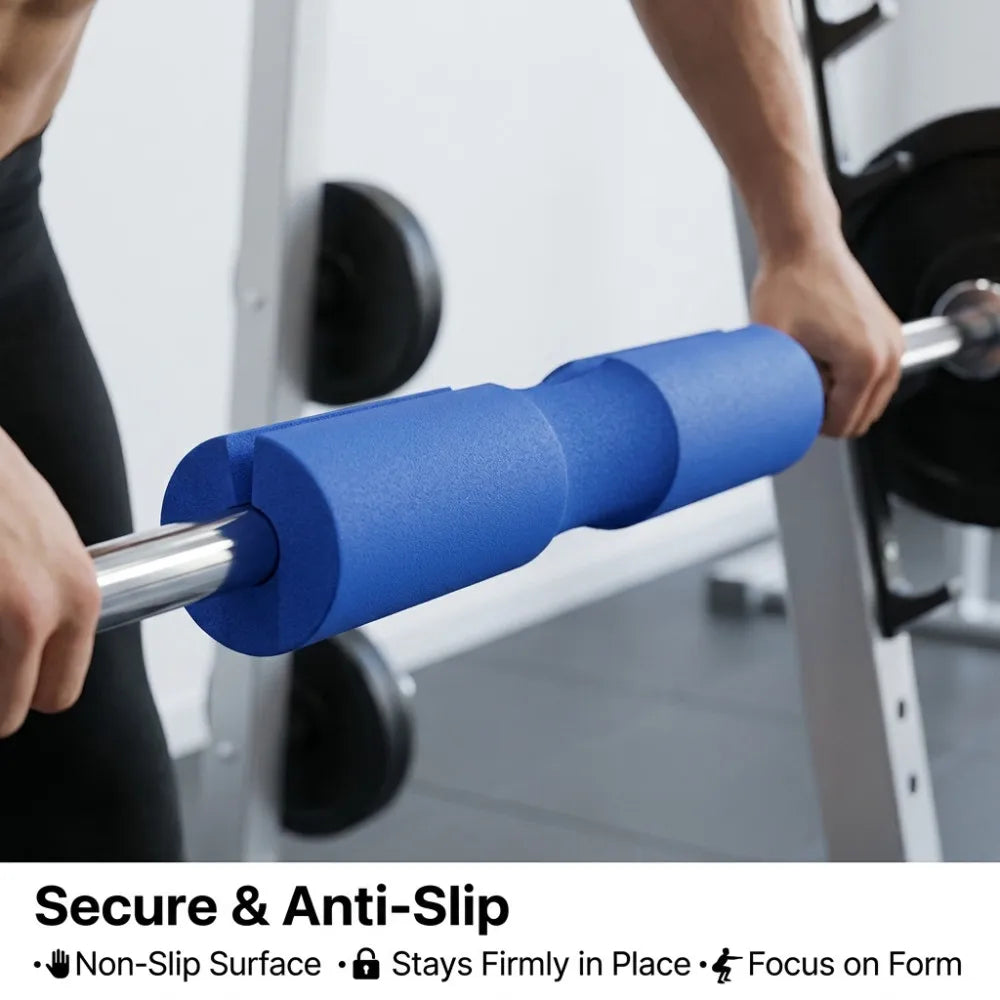 Men with Thick Anti-Slip Bar for Gym, Fitness, Weightlifting, Squats, Neck Support, Protection Pad for Strength Training
