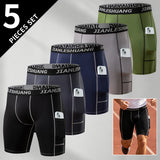 5-piece Set Of Men's Four Season Solid Color Line Underwear Comfortable Elastic Waist Sports Cycling Pants Outer Pocket Shorts