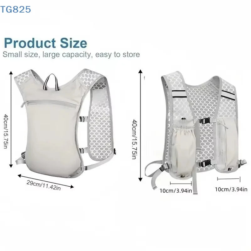 【AN】【AN】New Running Water Bottle Storage Vest Lightweight Running Vest Reflective Hydration Water Chest Pack With Phone Holder