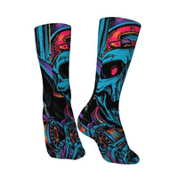 1 Pair Horror-themed Skull Print Men's Socks Stylish Hip-hop Cool Funny Harajuku Style Socks Non-slip Soft Skin-friendly Socks