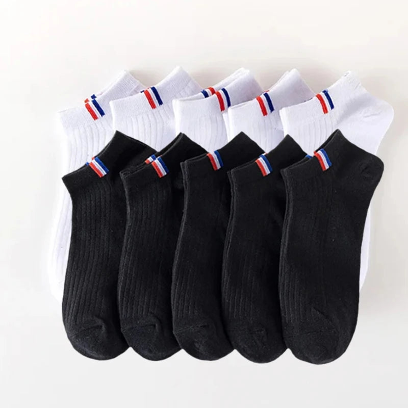 10/20 Pair Neutral Solid Color Low-Top Sports Socks Spring Summer Sweat Absorbing Breathable Comfortable All-Season Leisure Sock