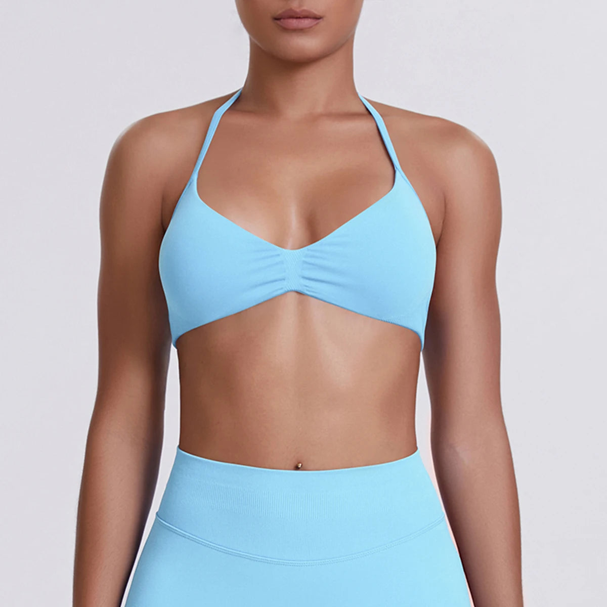 Sexy Neck Strap Bra for Woman Summer Breathable Backless Yoga Bra Women Fitness Solid Color Yoga Sports Bra Workout Top