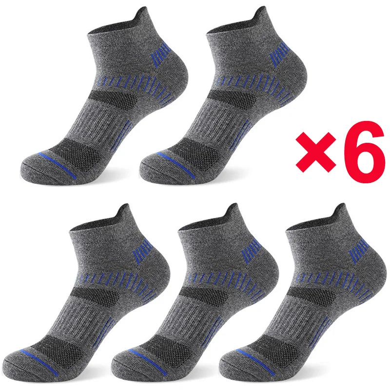 10 Pairs Men's Cotton Short Sports Socks Elastic Mesh Breathable Fabric Sweat Absorbing Socks for Running Basketball & Cycling