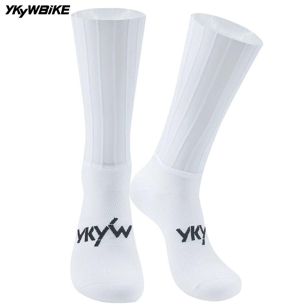 YKYWBIKE Bold Stripe Cycling Socks Aerodynamic Unisex Road Bike Socks Bicycle Socks Anti-Slip Sports Outdoors Running Socks