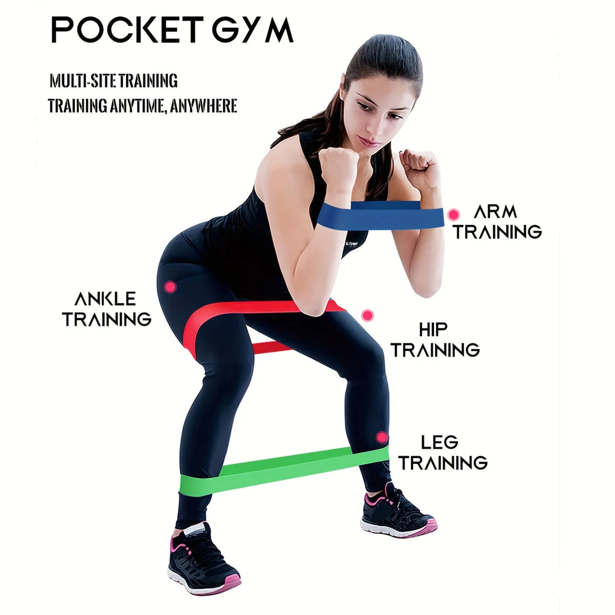 5-Piece Portable Gradient Resistance Band Yoga/Fitness/Pilates Triple Strength Trainer Stackable Colorful Fitness Band Women's S