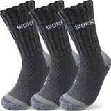 3Pairs Men's Thermal Work Crew Socks Winter Thick Terry Knit Mid-Calf Sock Breathable Comfort Fit for Daily Wear & Outdoor Sport