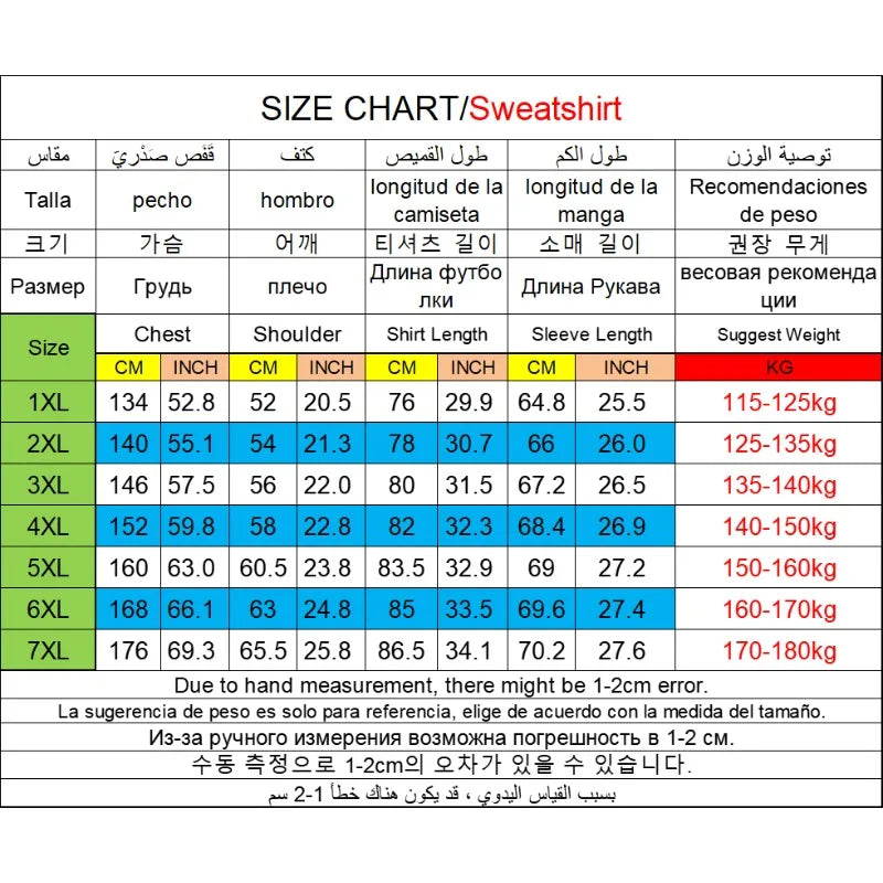 Men Hoodie Sweatshirt Sets Plus Size 6XL 7XL 100-180kg 100% Cotton Autumn Winter Long Sleeve Sport Suits Big Size Men Clothing