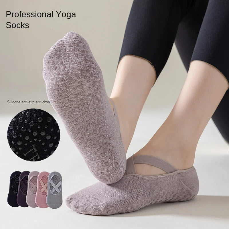 1Pair Professional  Yoga Socks Women Cotton Silicone Non-slip Pilates Grip Towel No-Show Barre Sock EUR 34-39