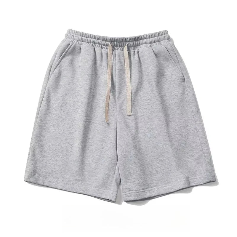 Men's Sports Shorts Four Seasons Fitness Loose Pure Black Knitted Cotton Casual Shorts Streetwear gym shorts