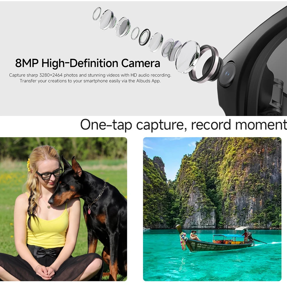 New HD5-ultra AI Smart Glasses AI Real-time Translation 800W Pixel Camera Photo Video Recording 300 Mah Smart Glasses 2026