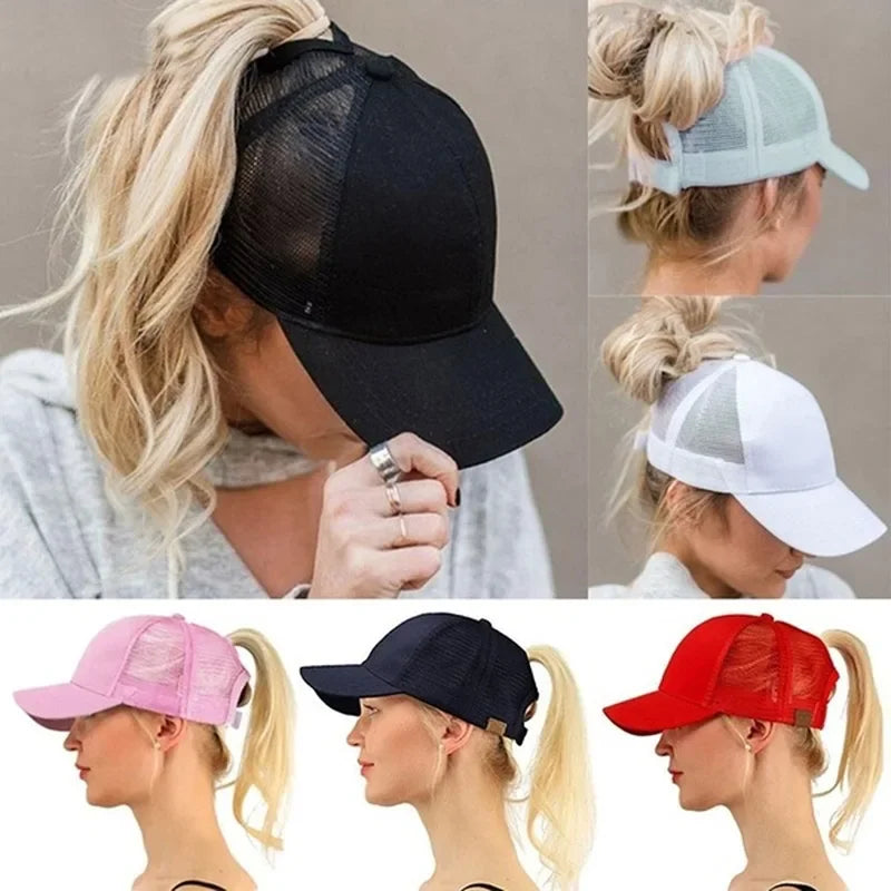 Summer Mesh Baseball Caps for Women Men Adjustable High Ponytail Hats Messy Cap Quick-Drying Hollow Snapback Sports Baseball Hat