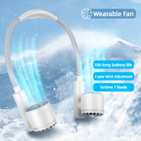 2026 Summer NEW Lightweight Neck Air Cooling Fan USB Rechargeable Outdoor Travel Sport Portable Wearable Mini Hanging Neck Fan