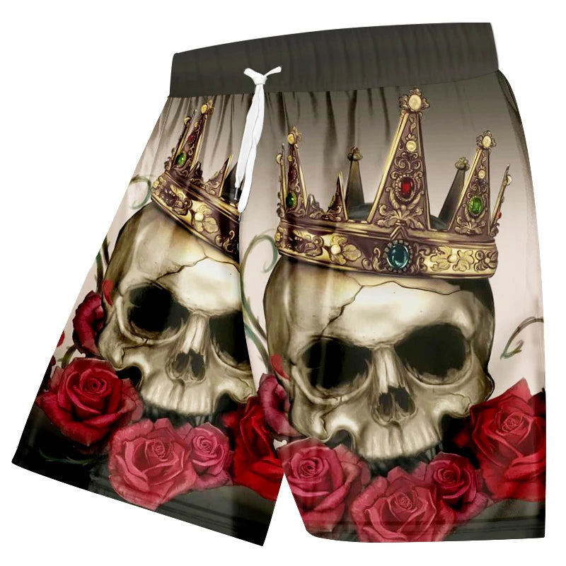Men's swimming trunks 3D skull print beach shorts quick-drying outdoor leisure sports shorts swimwear fashion men's shorts
