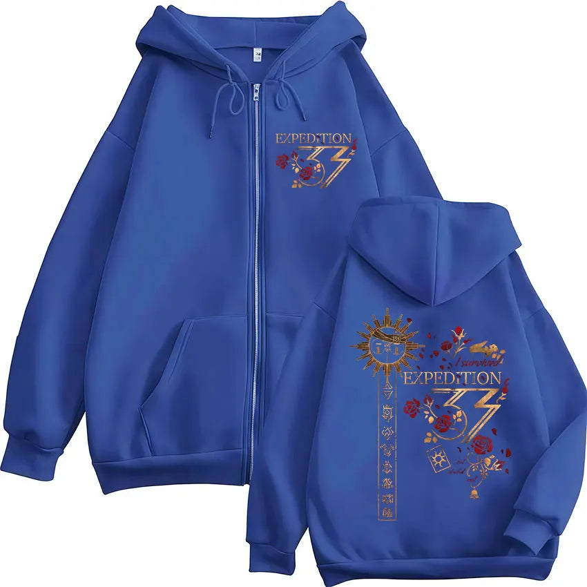 Esquie Game Clair Obscur Expedition 33 Zipper Hoodies Men Women Clothing Casual Oversized Zip Up Hooded Sweatshirts Jacket Coat