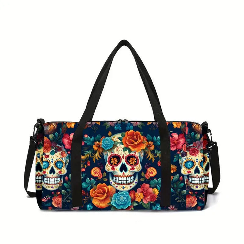 Classic Popular New skeleton 3D Printed Large Capacity Travel Bags Barrel Shape Crossbody Bag Outdoor Sports Bags Gym Yoga Bag