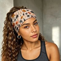 1pc Women's Wide Exercise Headband with Halloween Pumpkin Spider Black Cat Print Printing, Sports Headbands, Stretchy Knot Wraps