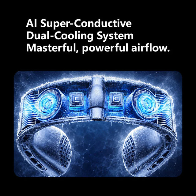 Lenovo Portable Neck Fan Rechargeable Ultra Long Battery Life Quiet Foldable Wearable Personal Cooler 199-Gear Ice Cooling