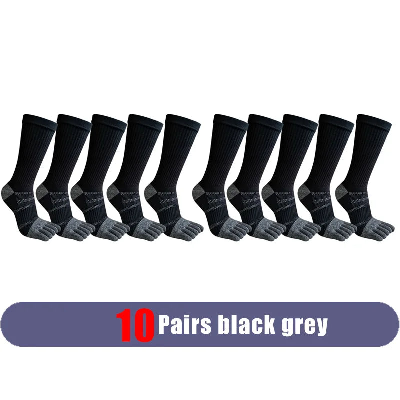 1/5/10 Pairs Compression Toe Socks Long Man Cotton Fitness Marathon Hiking Outdoor Basketball Calf Toe Sport Five Finger Socks