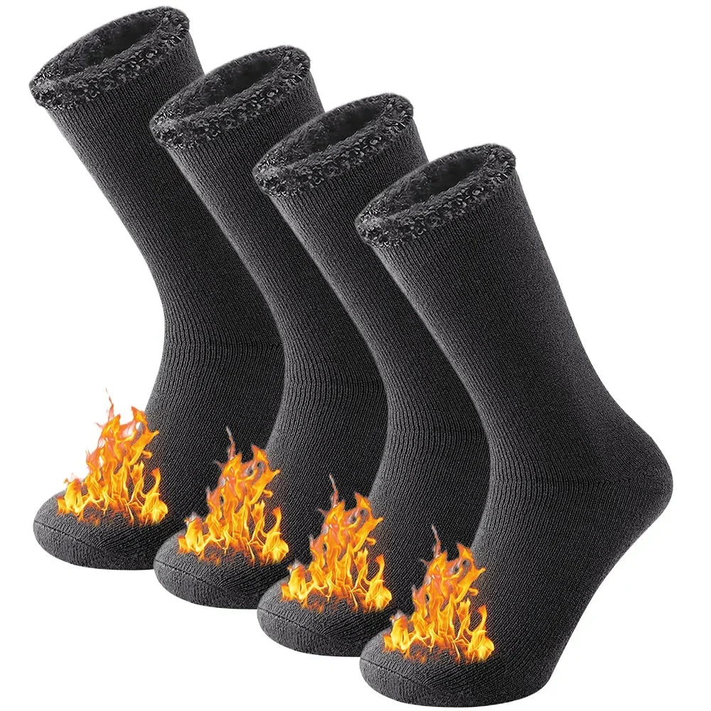 2 Pairs Pack Winter Thermal Socks For Men Women Cold Weather Insulated Socks Outdoor Hiking Skiing Warm Snow Thick Heated Socks