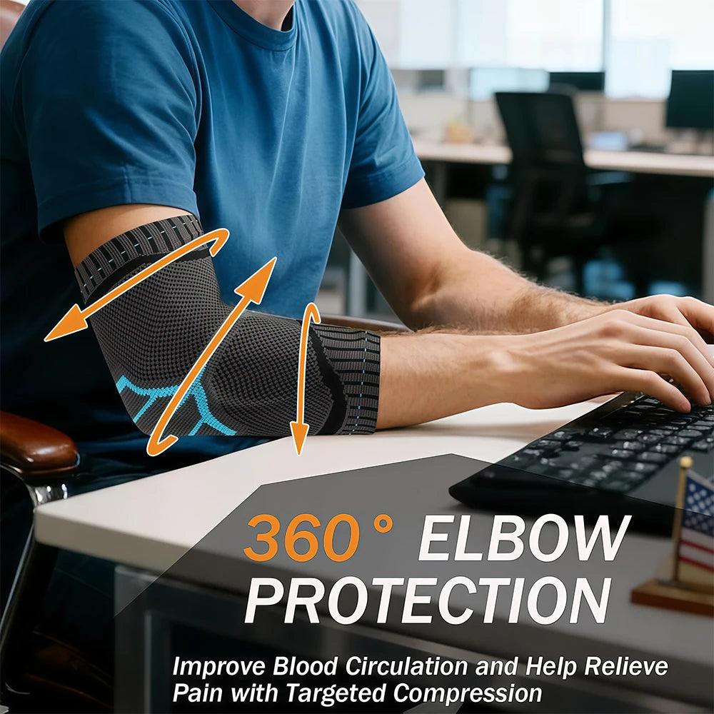 1/2Pcs Elbow Brace Support, Elbow Compression Sleeve with Gel Pad for Golfer's Tennis Elbow, Tendonitis Treatment Pain Relief